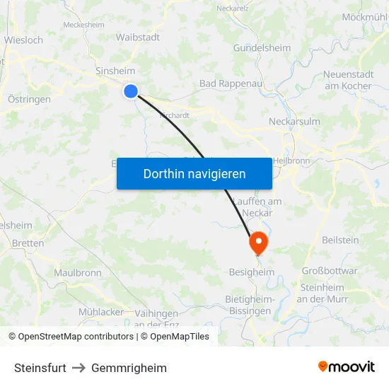 Steinsfurt to Gemmrigheim map