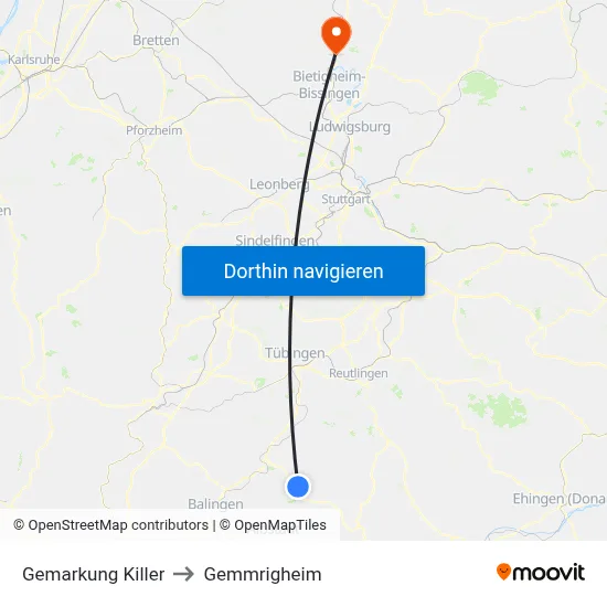 Gemarkung Killer to Gemmrigheim map