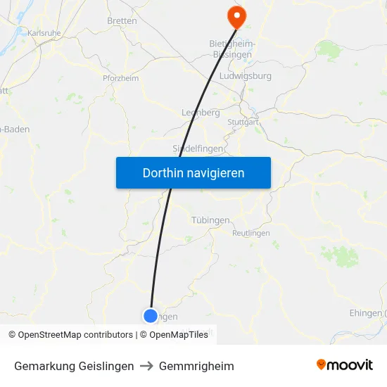 Gemarkung Geislingen to Gemmrigheim map