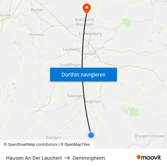 Hausen An Der Lauchert to Gemmrigheim map