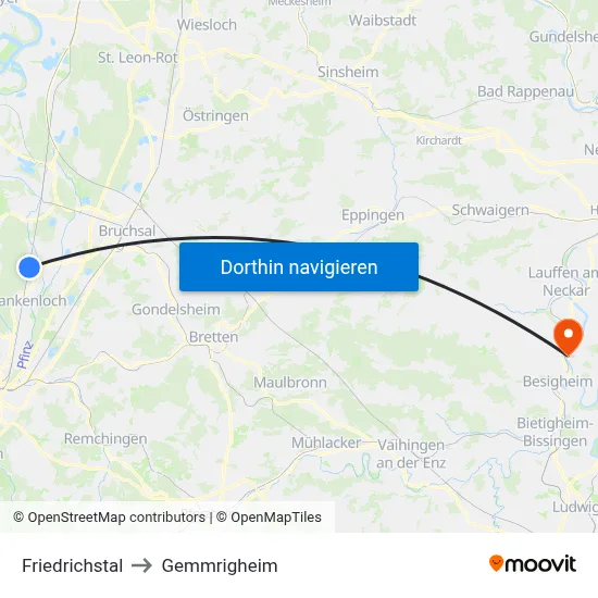 Friedrichstal to Gemmrigheim map