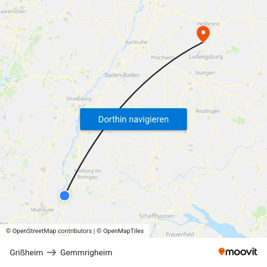 Grißheim to Gemmrigheim map