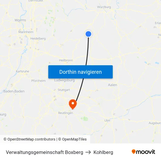 Verwaltungsgemeinschaft Boxberg to Kohlberg map