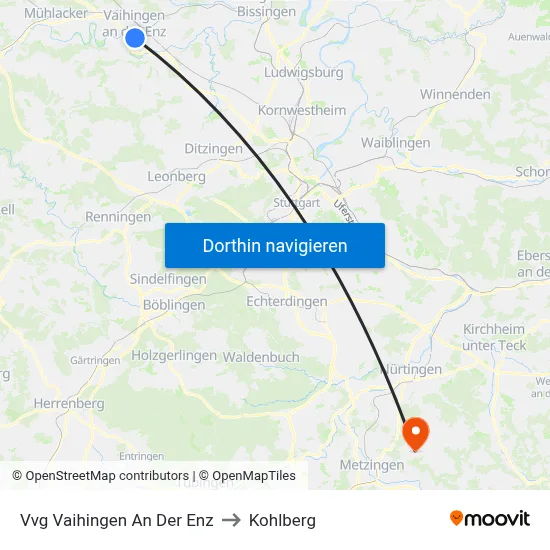 Vvg Vaihingen An Der Enz to Kohlberg map
