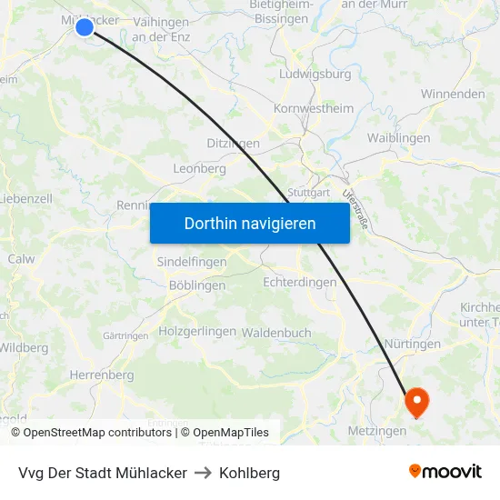 Vvg Der Stadt Mühlacker to Kohlberg map