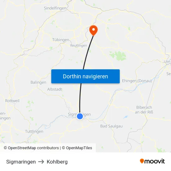 Sigmaringen to Kohlberg map