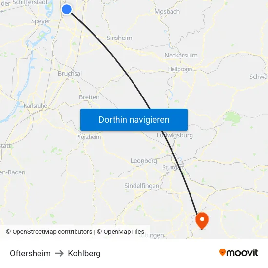 Oftersheim to Kohlberg map