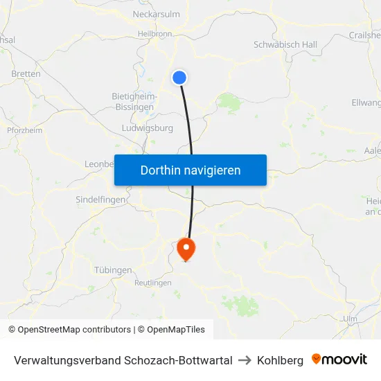 Verwaltungsverband Schozach-Bottwartal to Kohlberg map