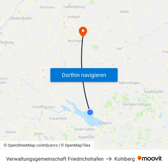 Verwaltungsgemeinschaft Friedrichshafen to Kohlberg map