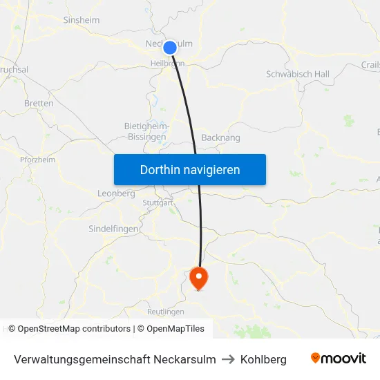 Verwaltungsgemeinschaft Neckarsulm to Kohlberg map