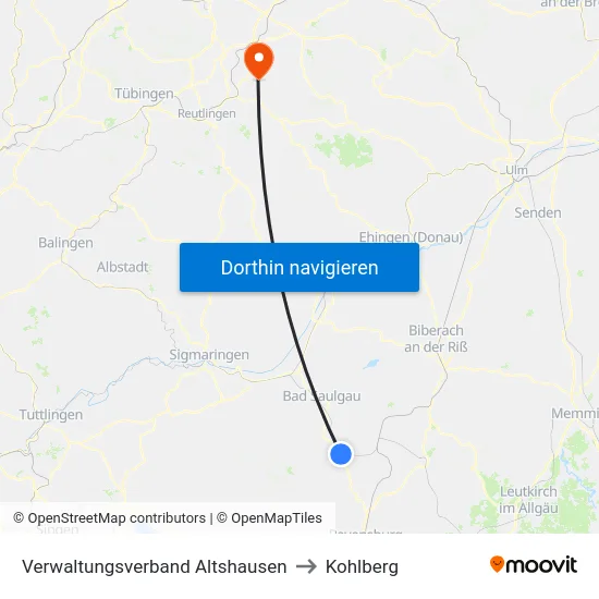 Verwaltungsverband Altshausen to Kohlberg map