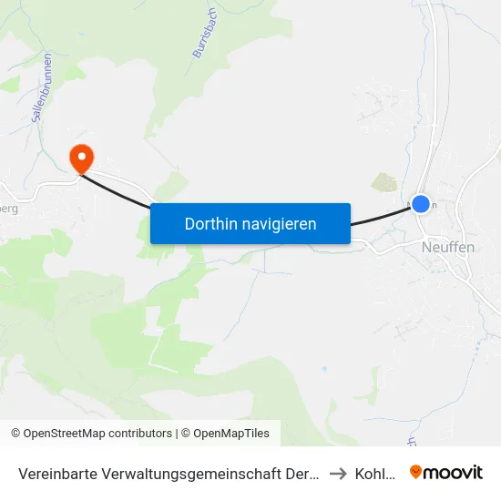 Vereinbarte Verwaltungsgemeinschaft Der Stadt Neuffen to Kohlberg map