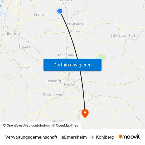 Verwaltungsgemeinschaft Haßmersheim to Kohlberg map