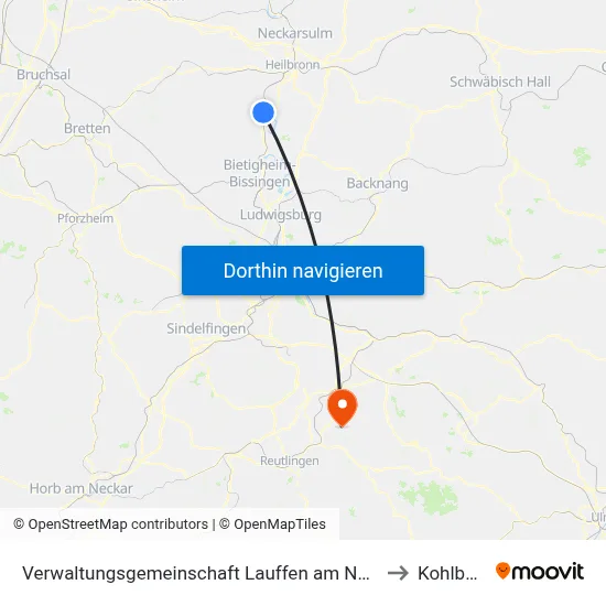 Verwaltungsgemeinschaft Lauffen am Neckar to Kohlberg map