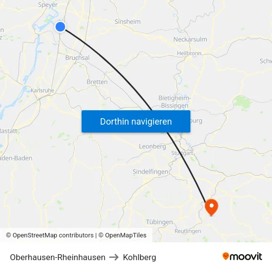 Oberhausen-Rheinhausen to Kohlberg map