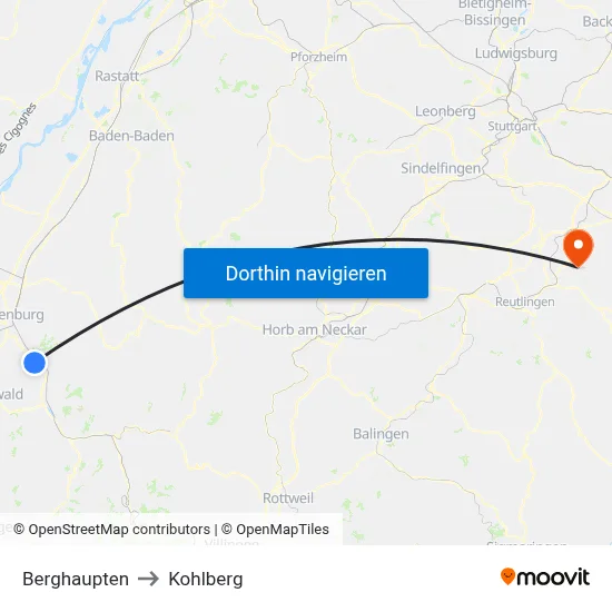 Berghaupten to Kohlberg map