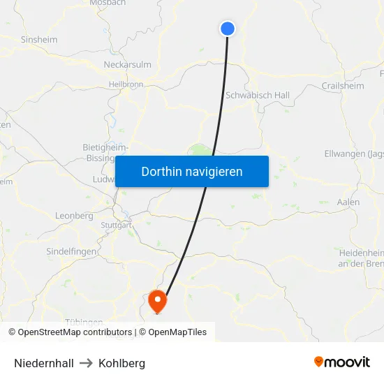 Niedernhall to Kohlberg map