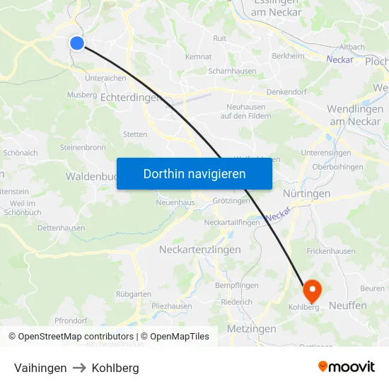 Vaihingen to Kohlberg map