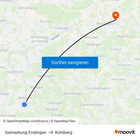 Gemarkung Endingen to Kohlberg map