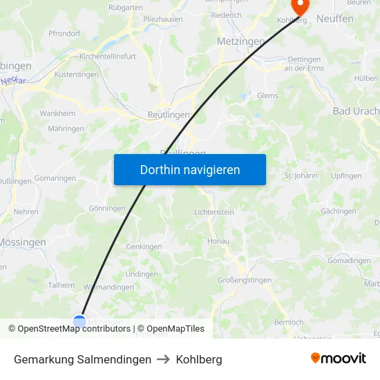 Gemarkung Salmendingen to Kohlberg map