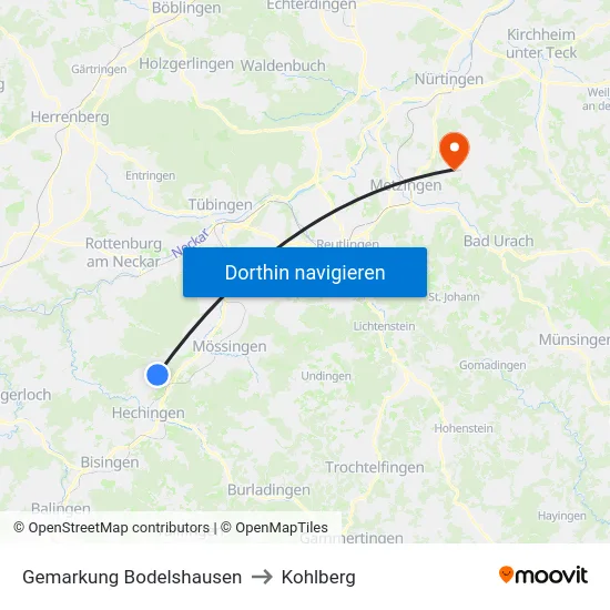 Gemarkung Bodelshausen to Kohlberg map
