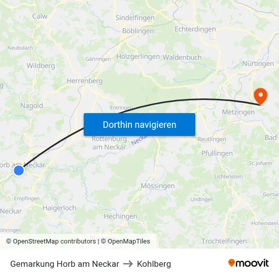 Gemarkung Horb am Neckar to Kohlberg map