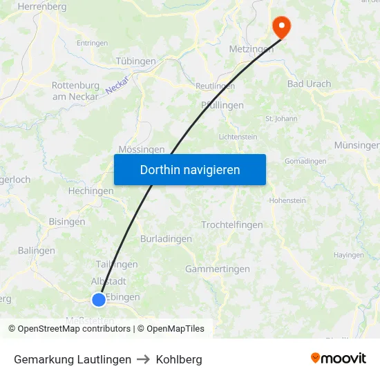 Gemarkung Lautlingen to Kohlberg map