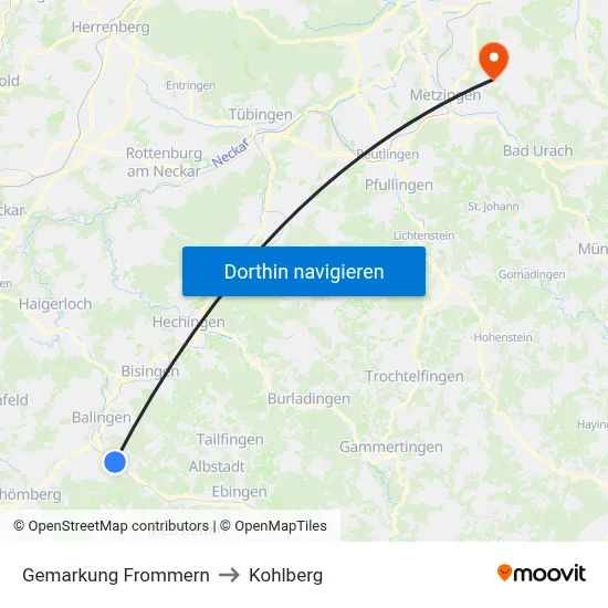 Gemarkung Frommern to Kohlberg map