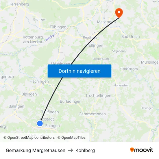 Gemarkung Margrethausen to Kohlberg map