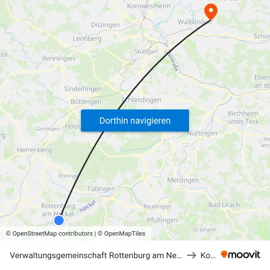 Verwaltungsgemeinschaft Rottenburg am Neckar to Korb map