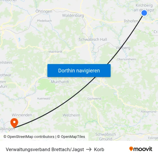 Verwaltungsverband Brettach/Jagst to Korb map
