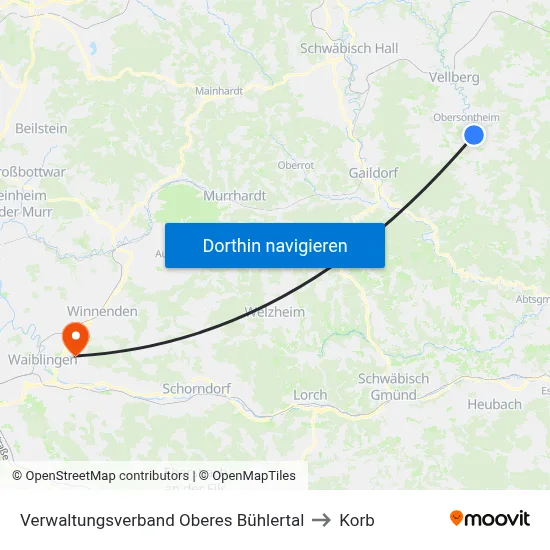 Verwaltungsverband Oberes Bühlertal to Korb map