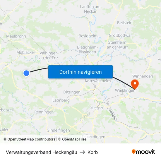 Verwaltungsverband Heckengäu to Korb map