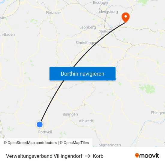 Verwaltungsverband Villingendorf to Korb map