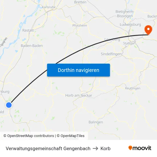 Verwaltungsgemeinschaft Gengenbach to Korb map