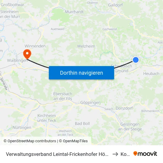 Verwaltungsverband Leintal-Frickenhofer Höhe to Korb map