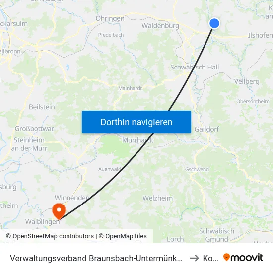 Verwaltungsverband Braunsbach-Untermünkheim to Korb map