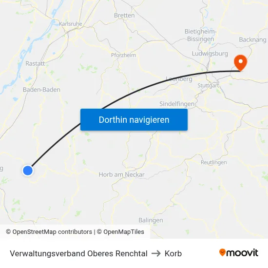 Verwaltungsverband Oberes Renchtal to Korb map