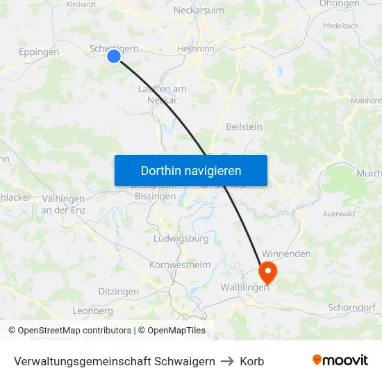 Verwaltungsgemeinschaft Schwaigern to Korb map