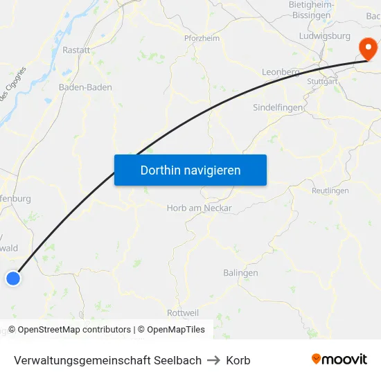 Verwaltungsgemeinschaft Seelbach to Korb map