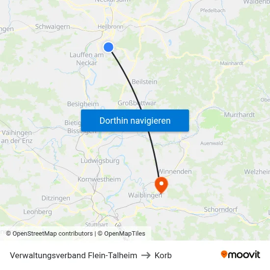 Verwaltungsverband Flein-Talheim to Korb map