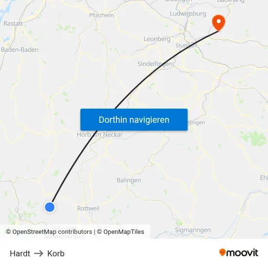 Hardt to Korb map
