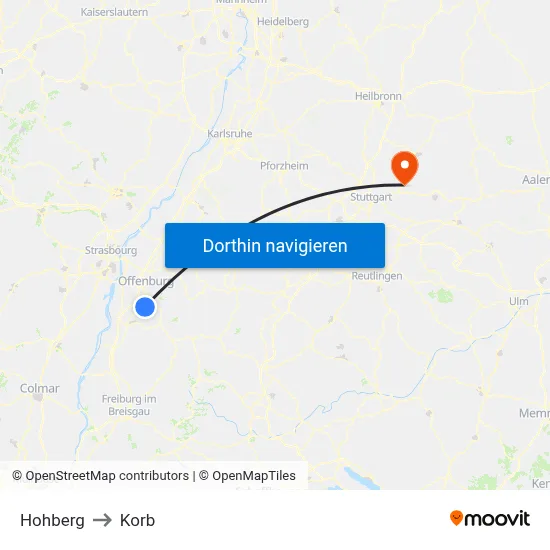 Hohberg to Korb map