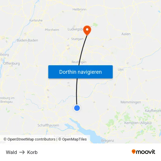 Wald to Korb map