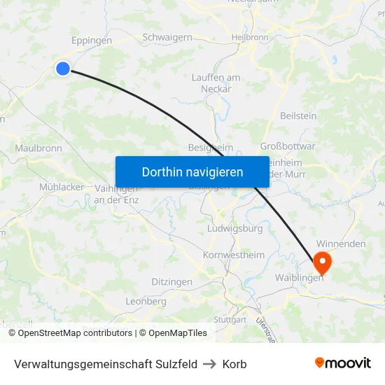 Verwaltungsgemeinschaft Sulzfeld to Korb map