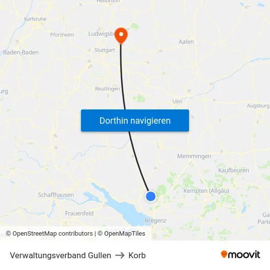 Verwaltungsverband Gullen to Korb map