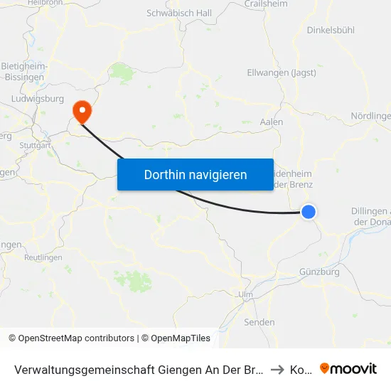 Verwaltungsgemeinschaft Giengen An Der Brenz to Korb map