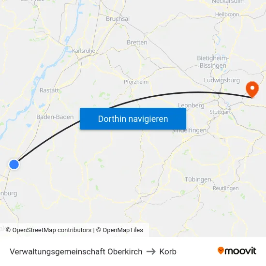 Verwaltungsgemeinschaft Oberkirch to Korb map