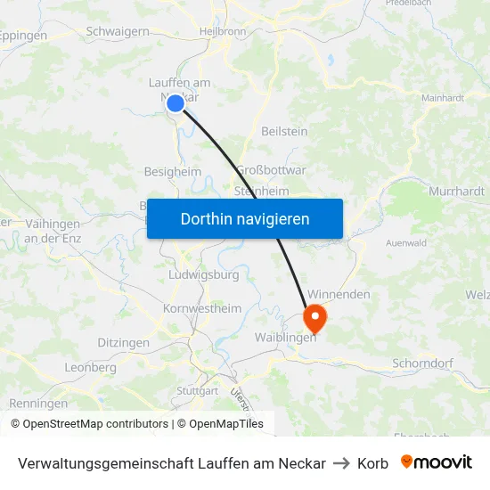 Verwaltungsgemeinschaft Lauffen am Neckar to Korb map