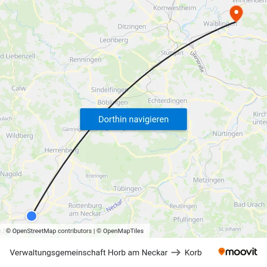 Verwaltungsgemeinschaft Horb am Neckar to Korb map
